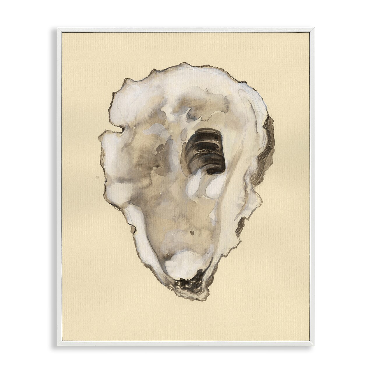 Stupell Industries Beige Oyster Shape Framed Giclee Wall Art Design by Michael Willett
